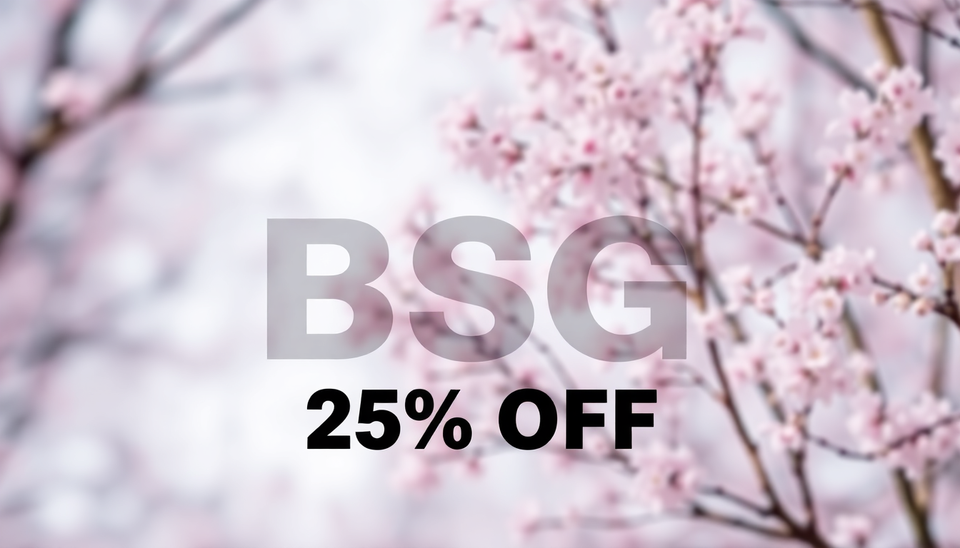 BSG Spring SALE banner featuring spring flowers and a 25 Percent off promotion