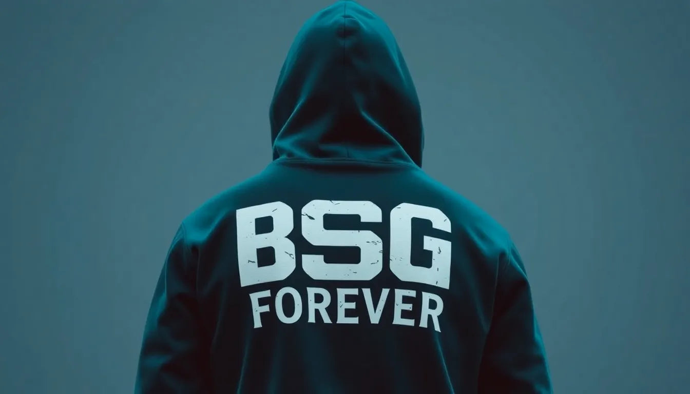 Person wearing a hoodie with BSG Forever print, showcasing style tips for How to Style BSG Products: Outfit Ideas and Tips.