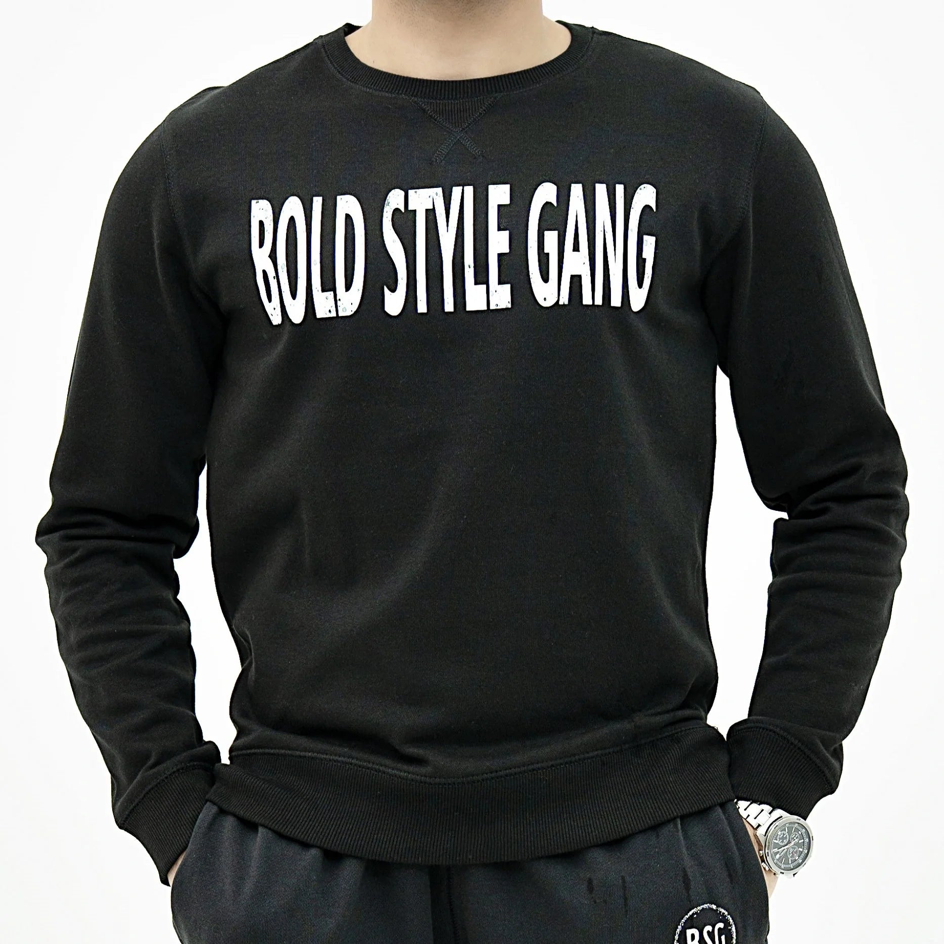 Stylish black sweatshirt for men from the Men Hoodies Sweatshirts collection, featuring bold text design