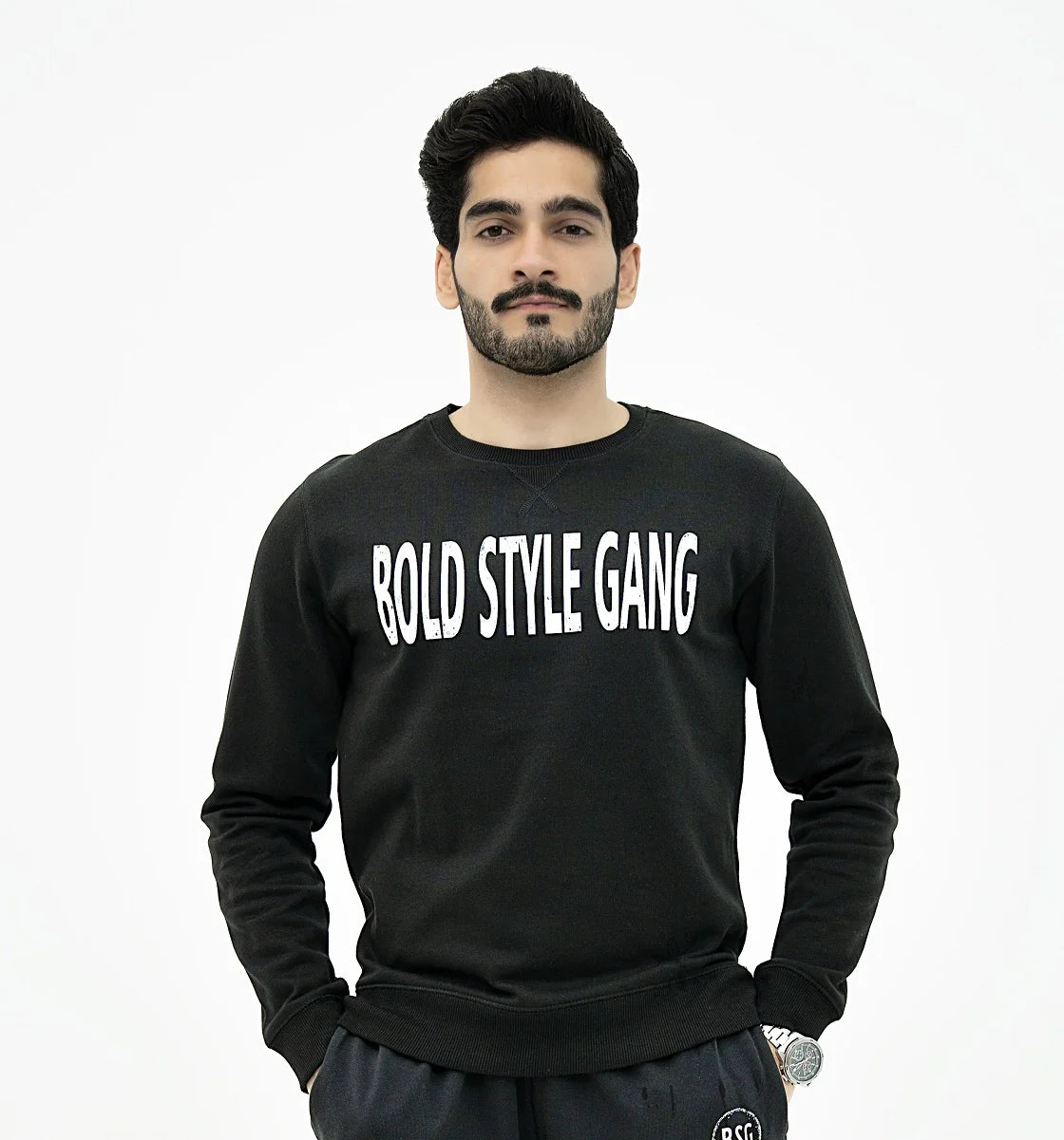 Stylish black sweatshirt for men from the Men Hoodies Sweatshirts collection, featuring bold text design