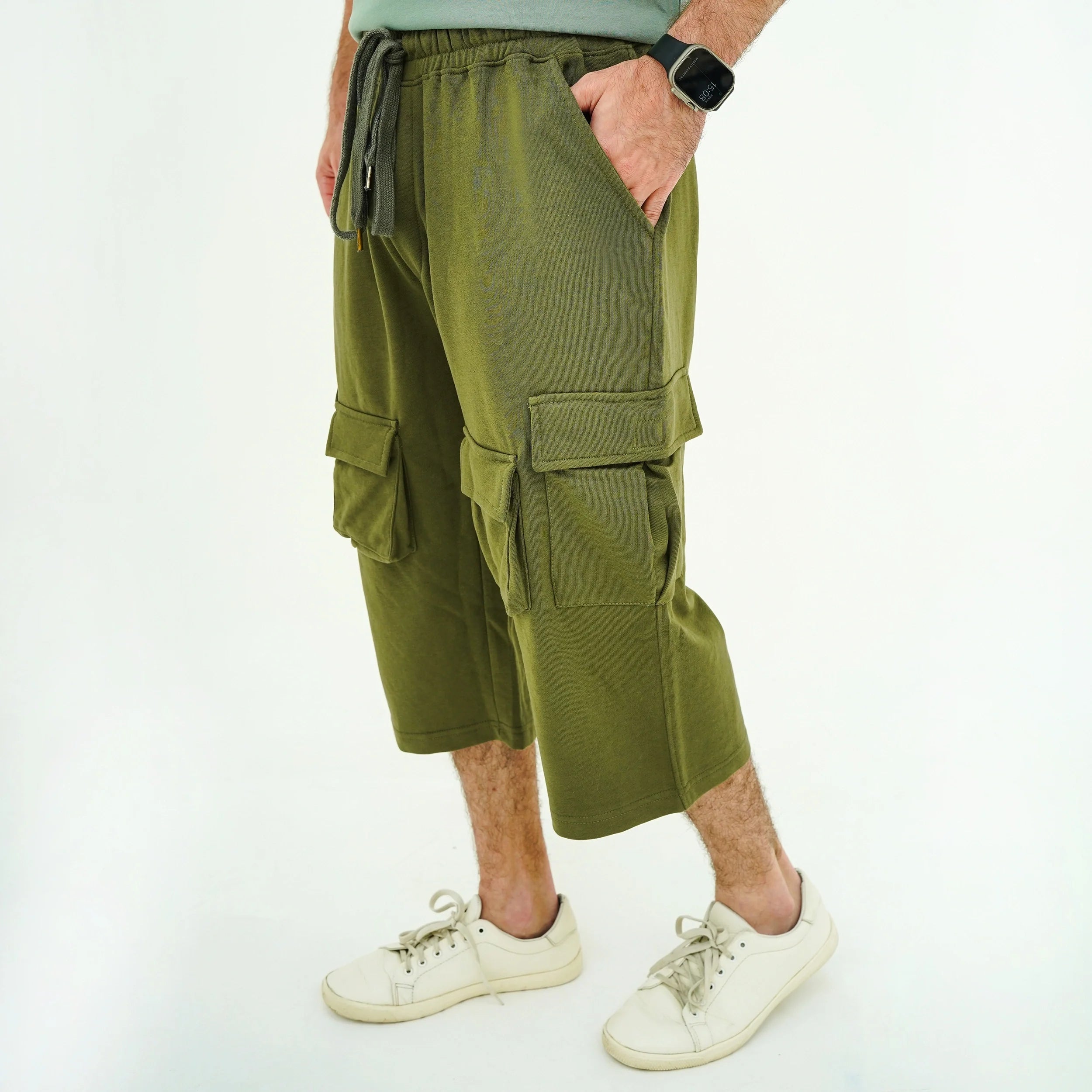 Stylish Men Trousers in teal with cargo pockets, perfect for casual and comfortable outings