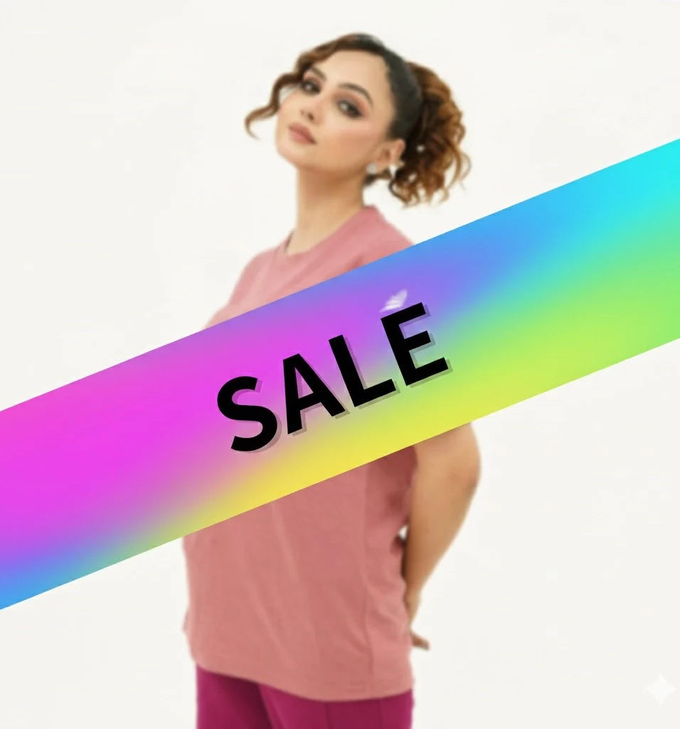 Stylish model showcasing apparel from the Women Sale with vibrant colors and eye-catching design