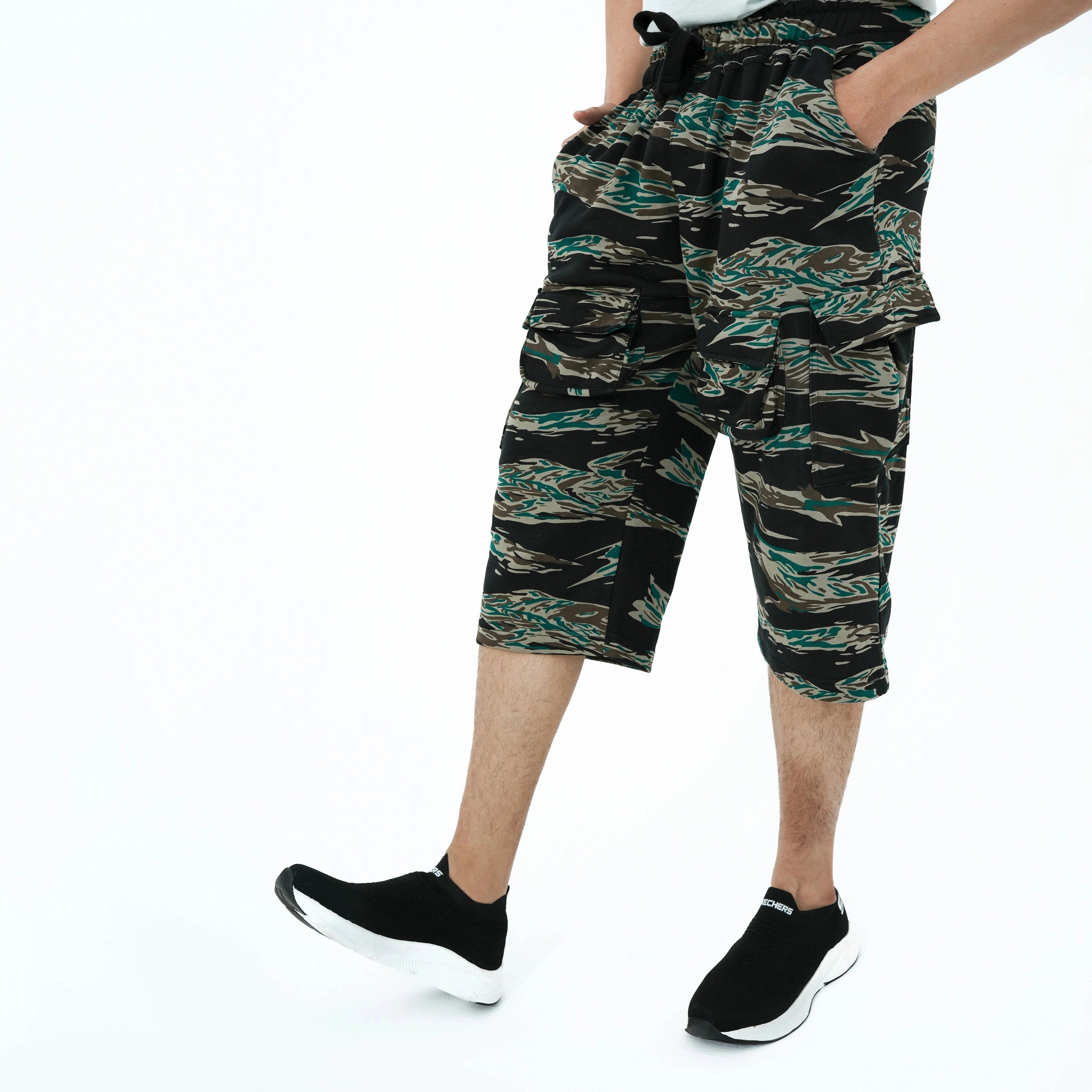 Men's Adventure Ready Camo Shorts with pockets for outdoor activities and casual wear