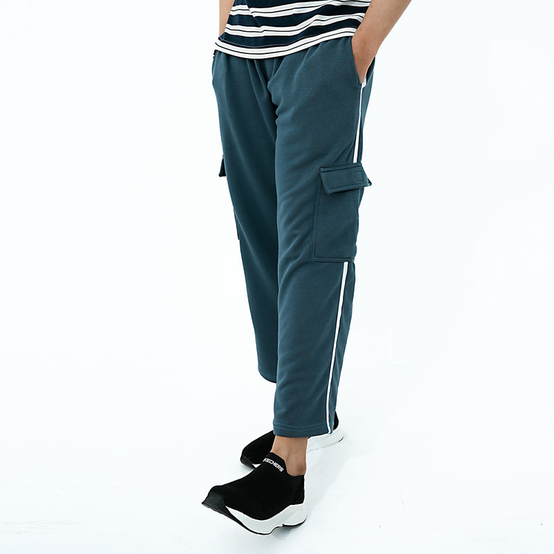 BSG AeroStride Side-Stripe Trouser in teal with side cargo pockets and sporty design