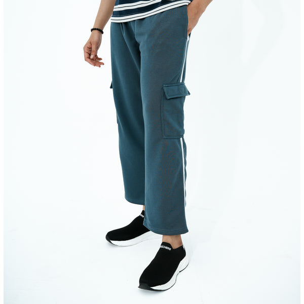 BSG AeroStride Side-Stripe Trouser in Teal with Cargo Pockets for Stylish Comfort
