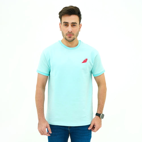 Aqua Breeze Misty Wave Terry Tee Shirt in a light blue shade, perfect for casual summer wear.
