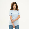 BSG Women's Azure Noir Chic Contrast Tee Shirt in light blue with stylish short sleeves