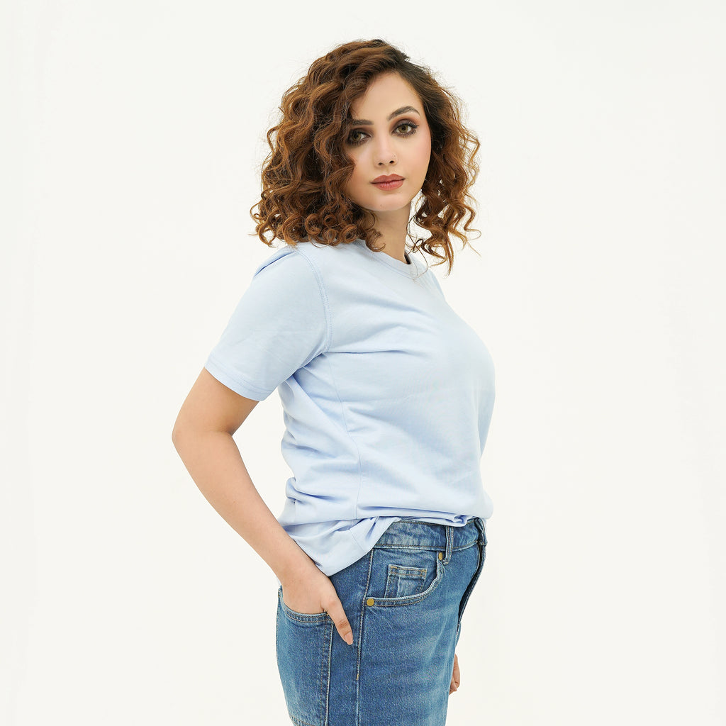 Azure Noir Chic Contrast Tee Shirt for women featuring a stylish design and comfortable fit