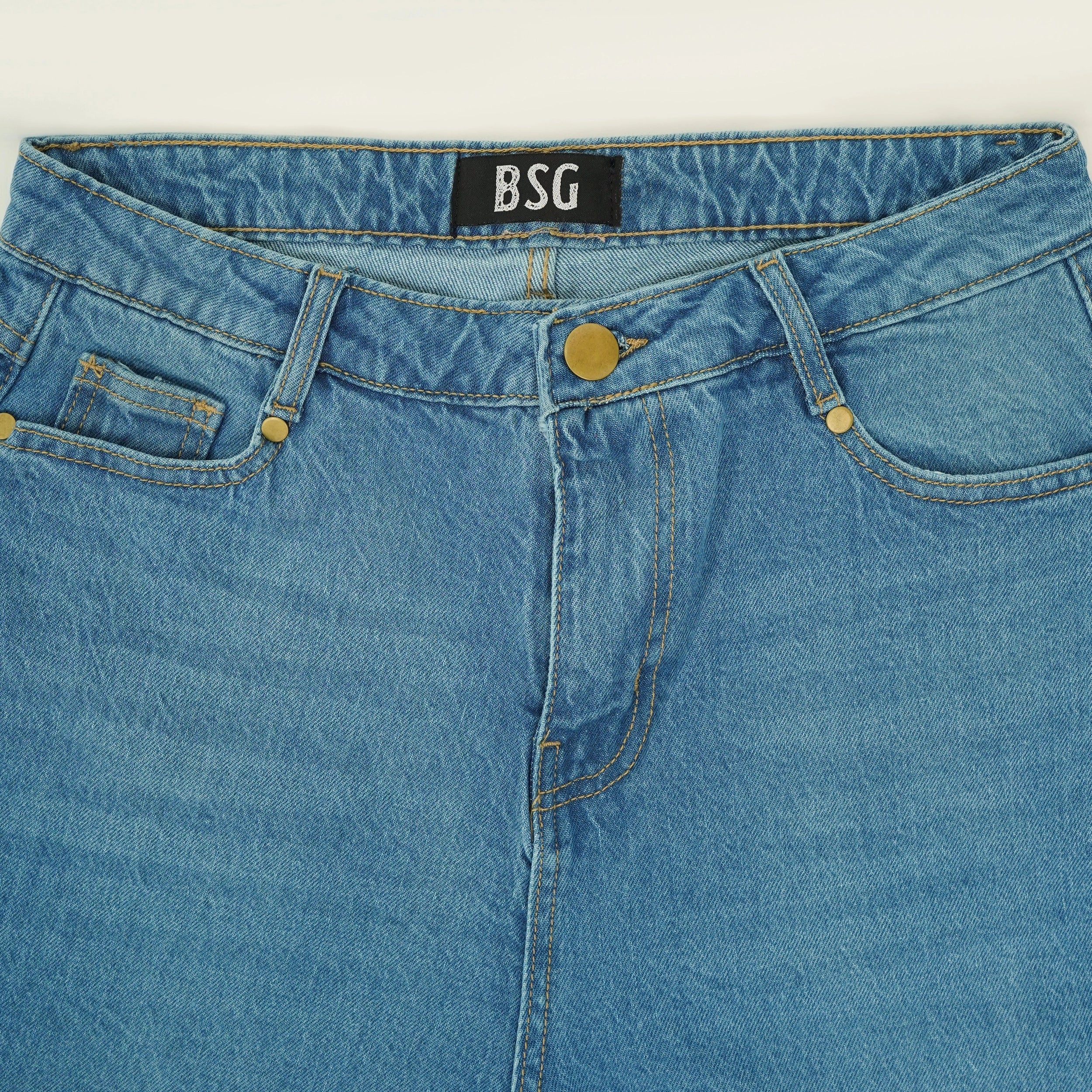 BSG Azure Sky Breeze Wide Leg Jeans featuring a classic high waist and soft denim fabric