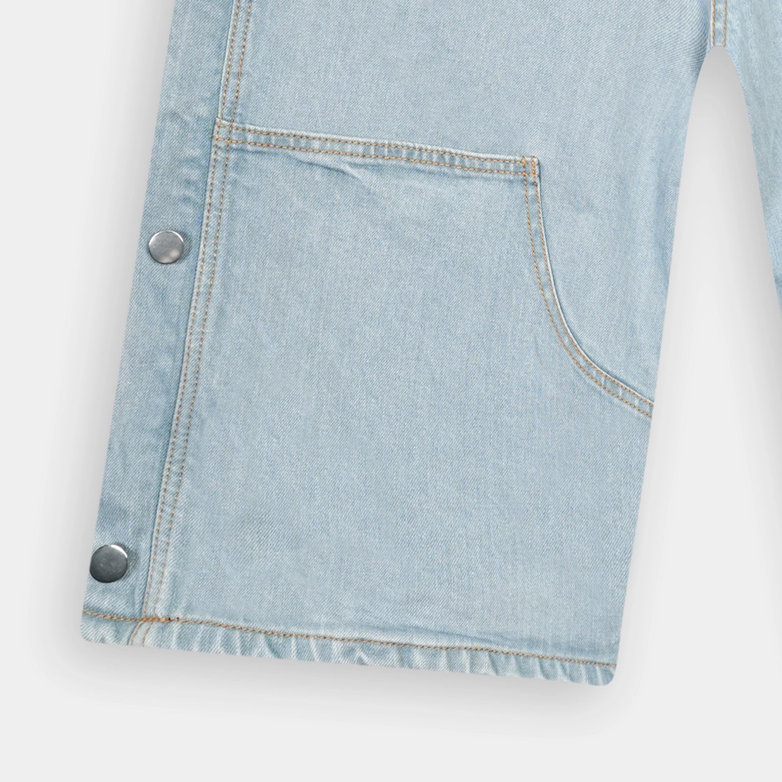 Stylish Baggy Side buttons Sky Blue Long Denim Jorts perfect for summer outings by BSG
