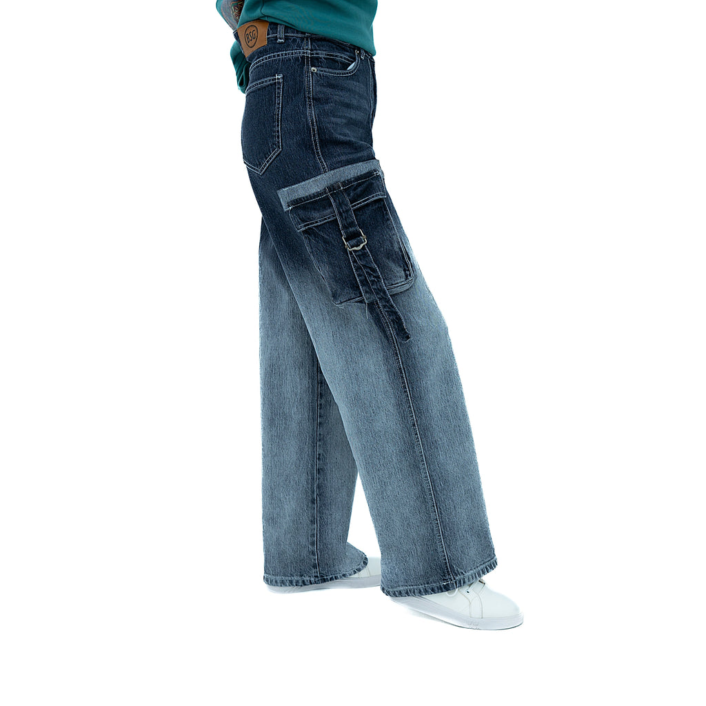 Black Gradient Faded Comfortable Baggy Jeans with a trendy loose fit by BSG for effortless style.