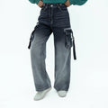 Black Gradient Faded Comfortable Baggy Jeans with cargo pockets for a trendy look by BSG