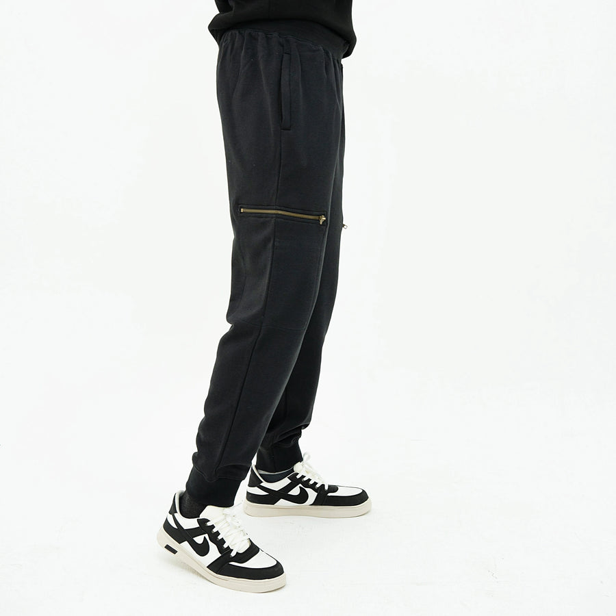 Comfortable and stylish Black Terry Zipped Pockets Relax Jogger Sweatpants from BSG, perfect for casual wear