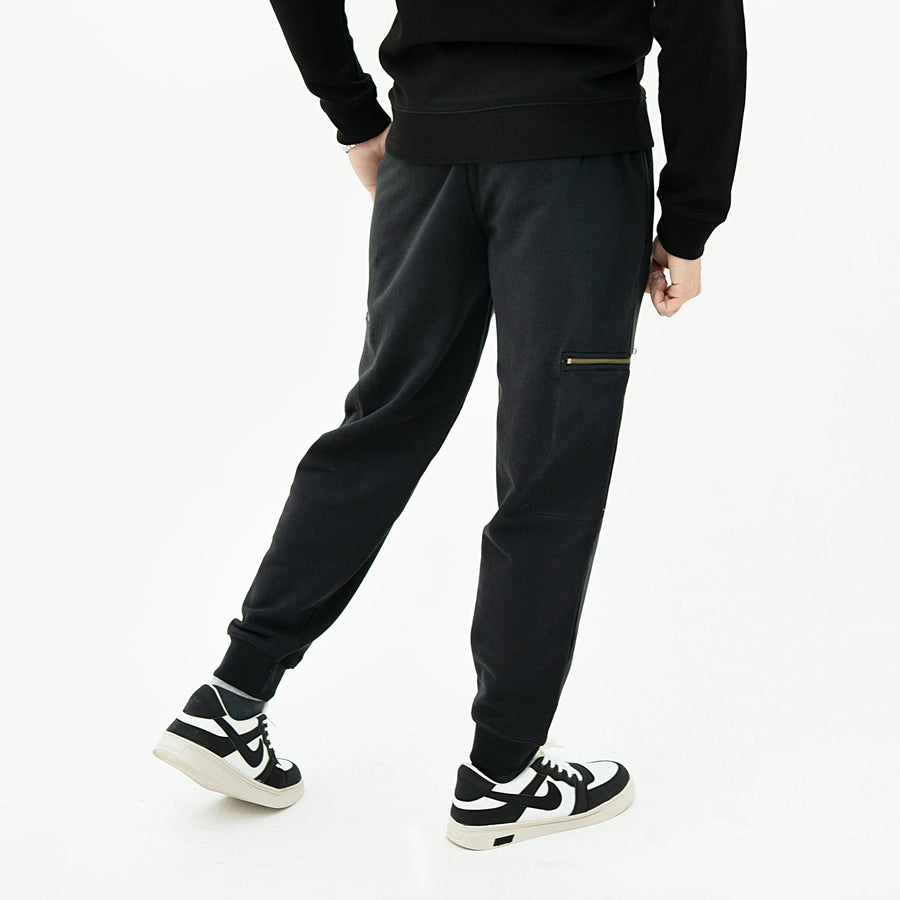 Comfortable Black Terry Zipped Pockets Relax Jogger Sweatpants with Stylish Design by BSG