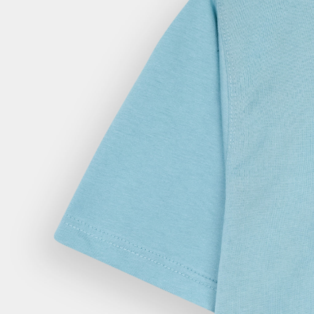 BSG Blue V-Neck Good Vibes T-Shirt with Soft Fabric and Relaxed Fit for Casual Wear
