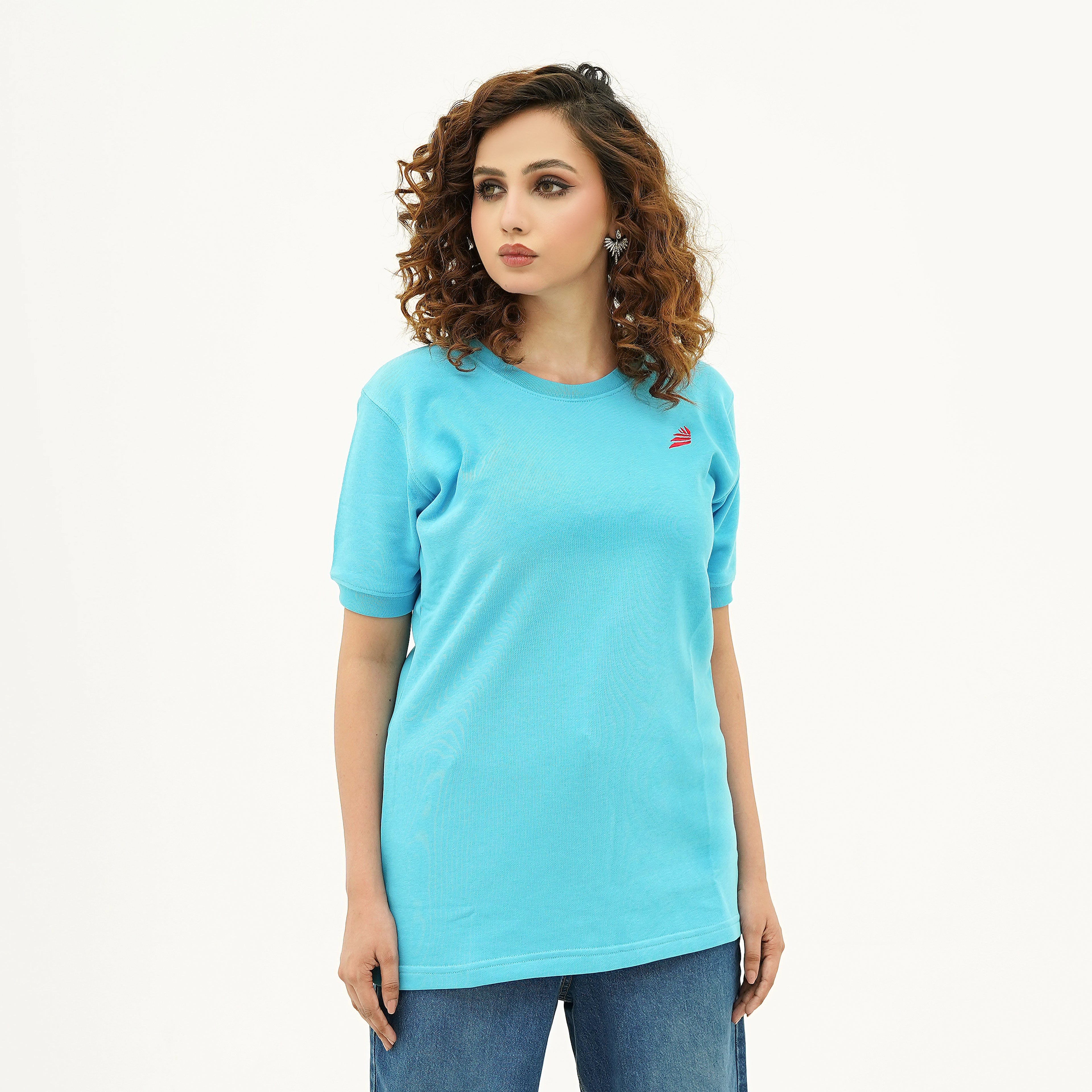 BSG Boldly Born Blue Brilliance Tee Shirt for women in light blue with a comfortable fit