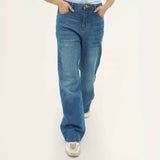 BSG women's denim Breezy Blue Flapped Jeans with relaxed fit and casual style