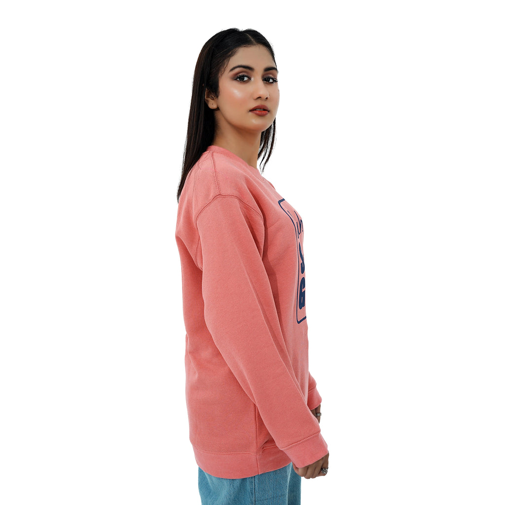 Side view of Bruh Strong Girl Signature Edition Pink Sweatshirt for comfortable casual wear