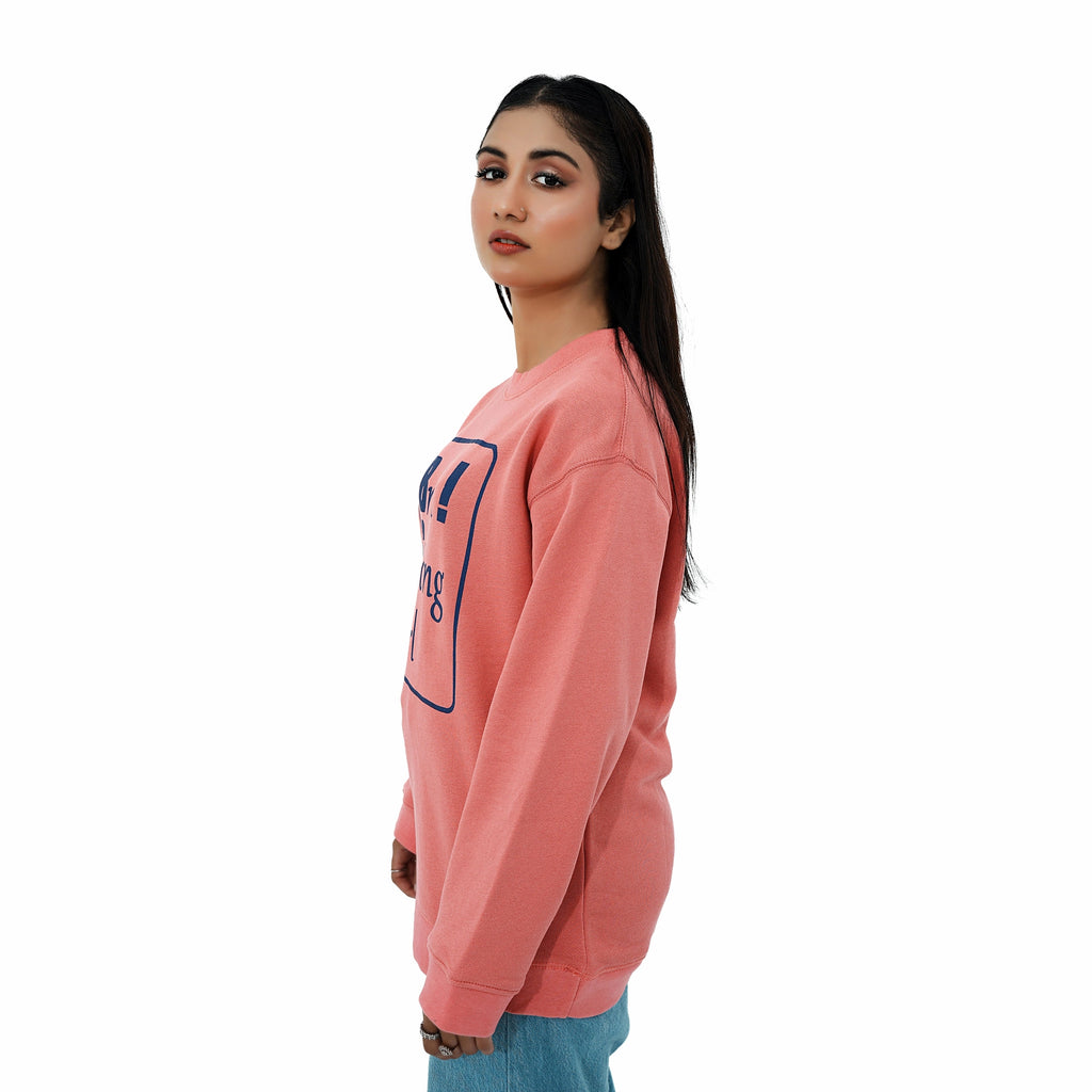 Bruh Strong Girl Signature Edition Pink Sweatshirt featured in a side view with a relaxed fit