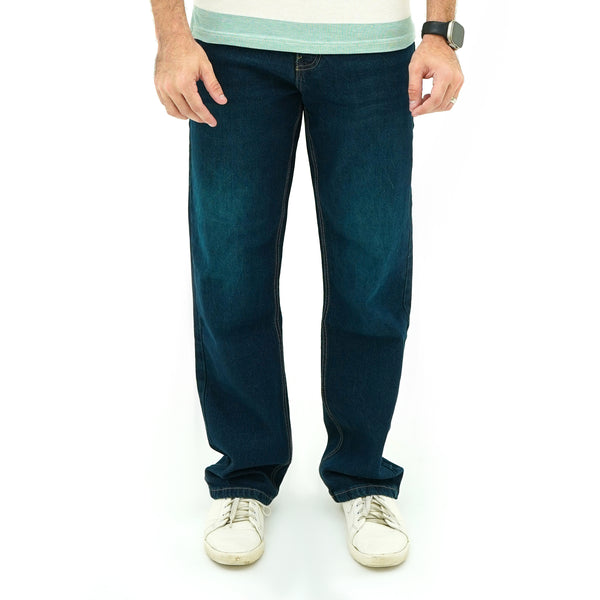 BSG men's Chill Vibe Wide Leg Denim jeans in dark blue with relaxed fit and casual style