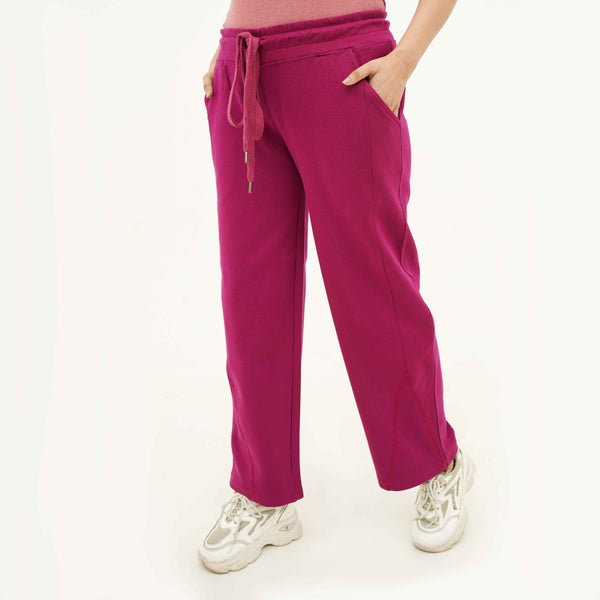 BSG Women's Cozy Magenta Berry Trouser sweat pant with drawstring waist and side pockets