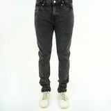BSG men's denim jeans in modern minimalist black jeans style with slim fit and casual white sneakers