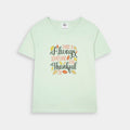 BSG Men's V-Neck Graphic T-Shirt in Light Green with Thankful Quote Design