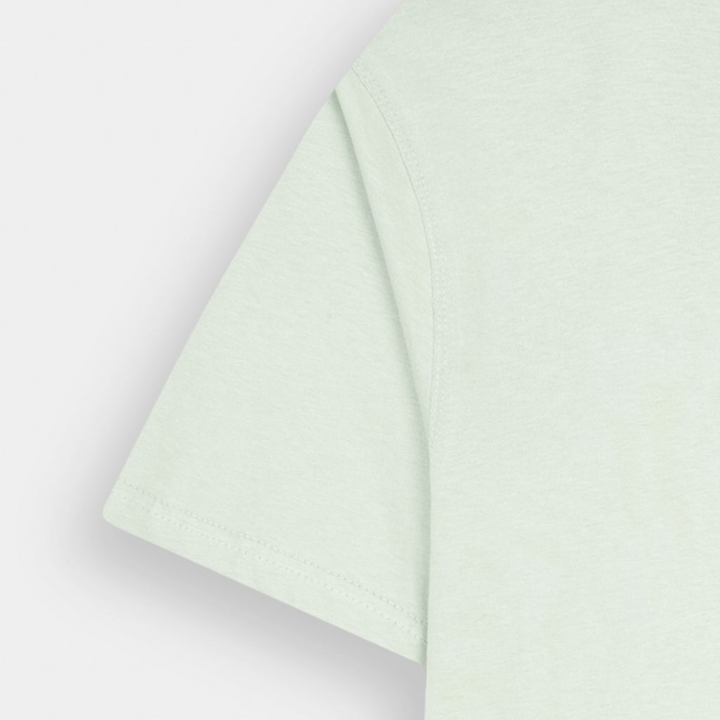 Light green BSG V-Neck Graphic T-Shirt featuring a soft cotton blend for casual comfort