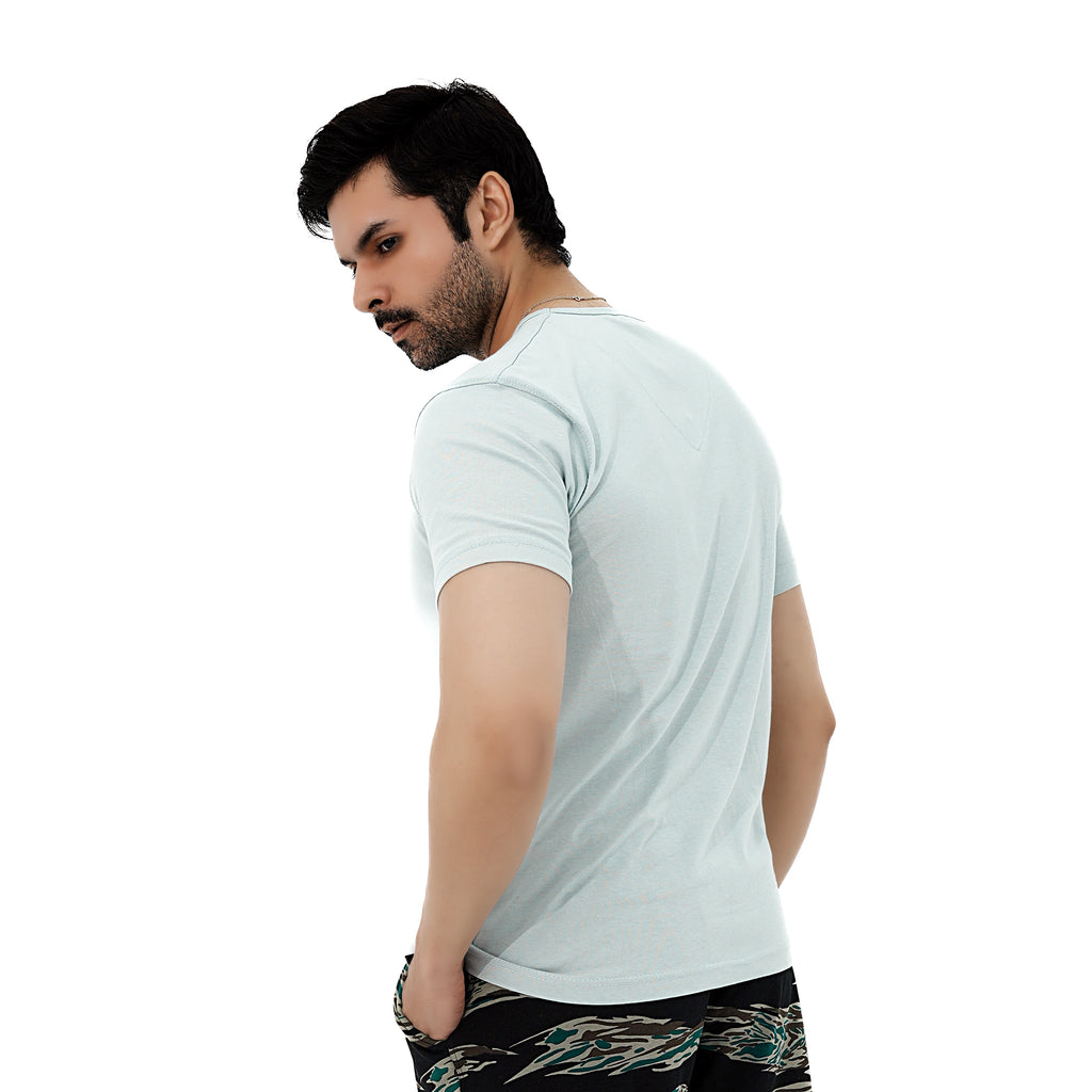 Men's BSG Chill Relaxation V-Neck Tee in light blue, perfect for casual and comfortable wear