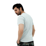 BSG Chill Relaxation V-Neck Tee in light blue with a stylish back view for casual wear