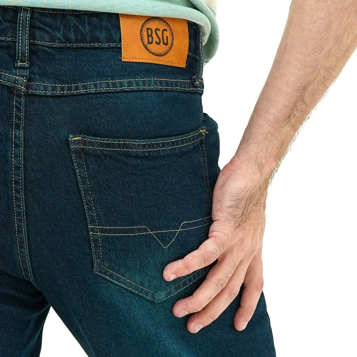 BSG Men's Chill Vibe Wide Leg Denim Jeans with signature logo and classic five-pocket design