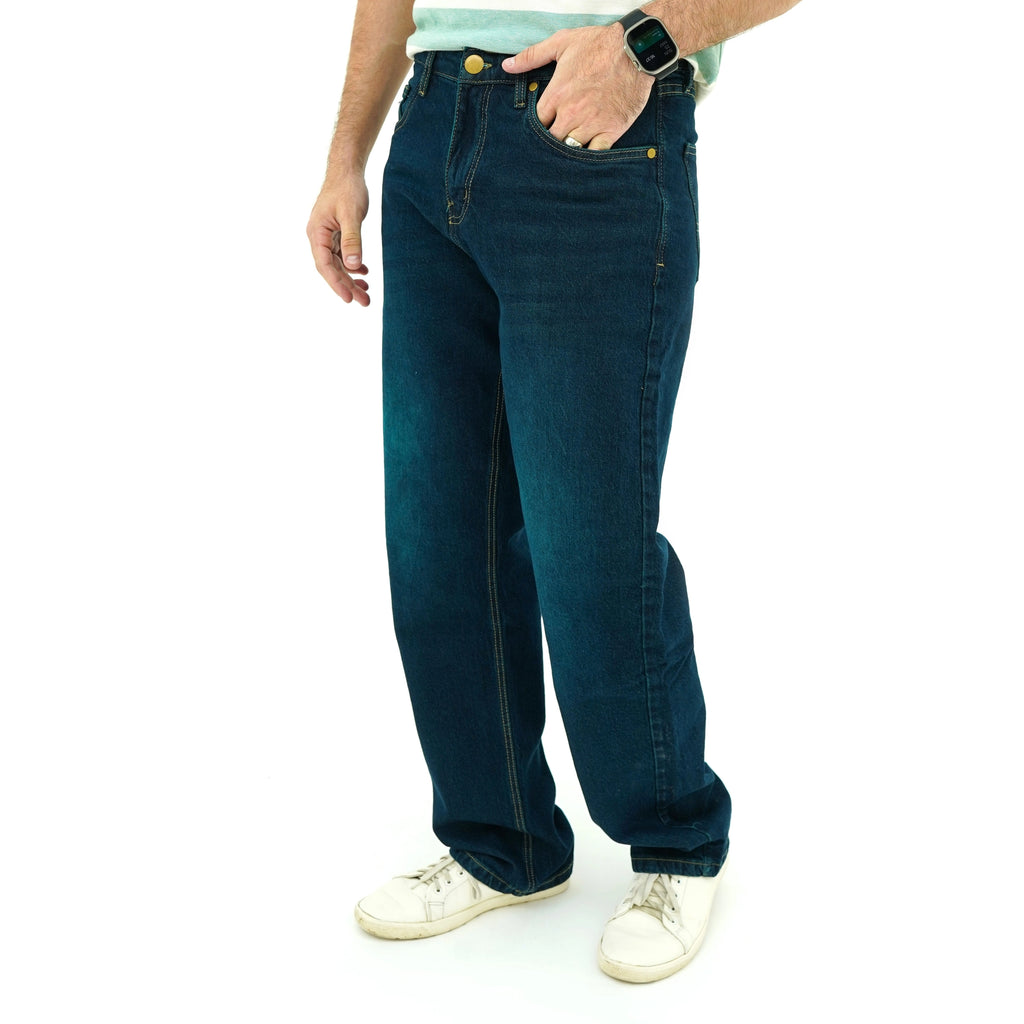 Men's BSG Chill Vibe Wide Leg Denim Jeans in Deep Blue with Classic Fit and Stylish Design
