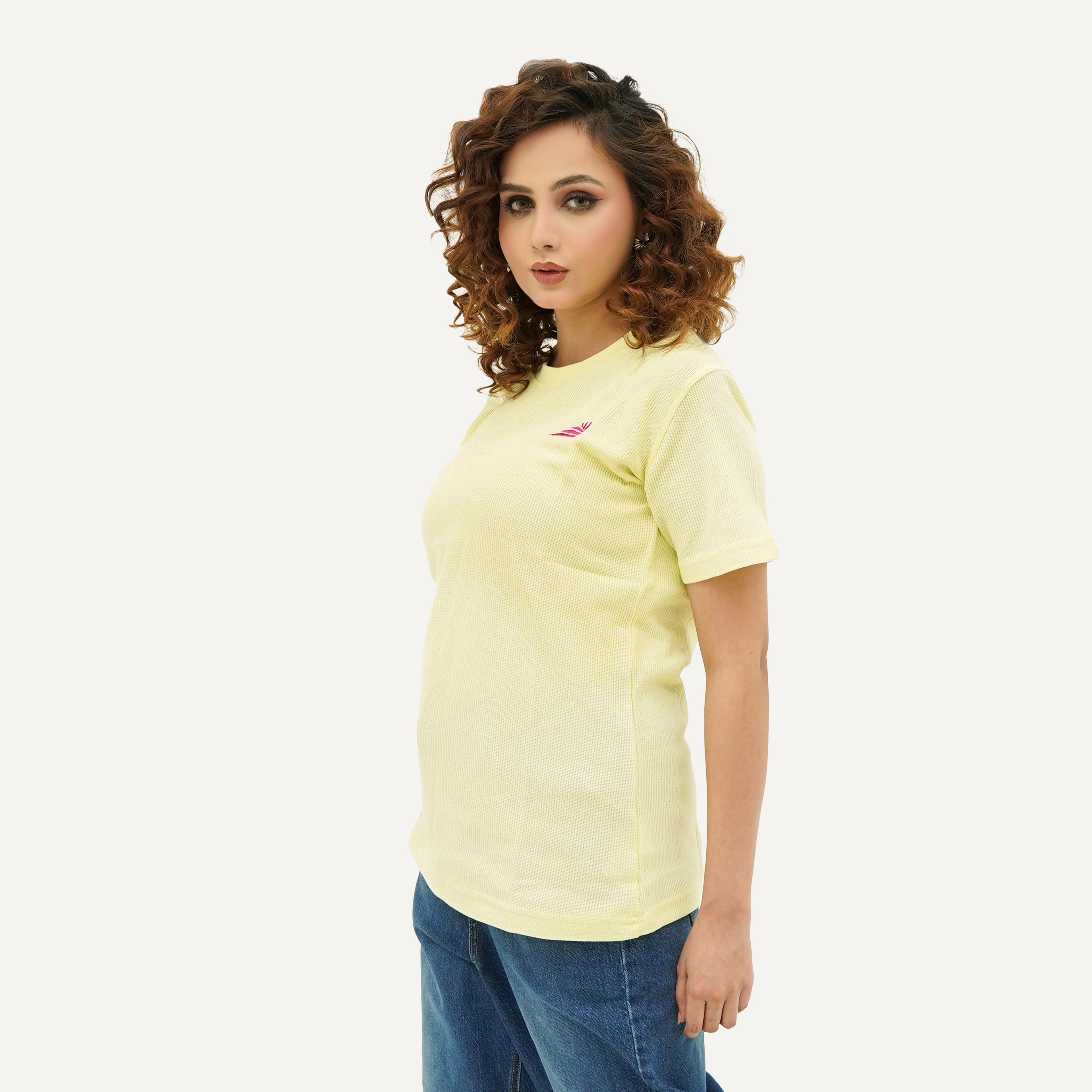 BSG Citrus Weave Breeze Tee Shirt in sunny yellow, perfect for casual summer wear.