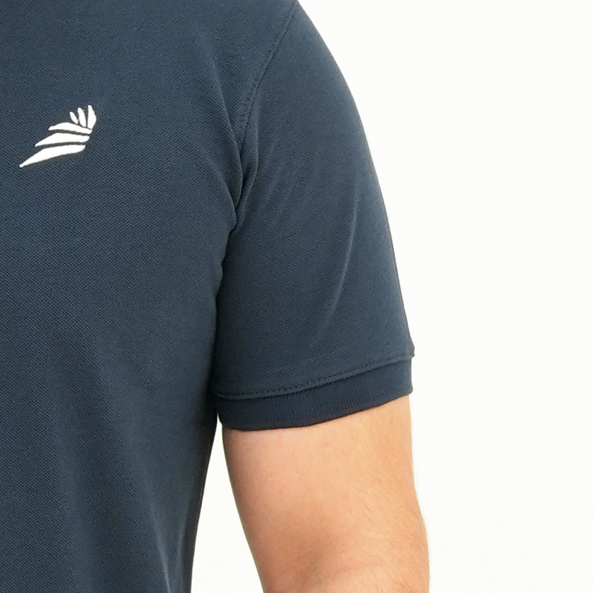 BSG Classic Elegant Navy Blue Polo Shirt with short sleeves and a stylish logo detail