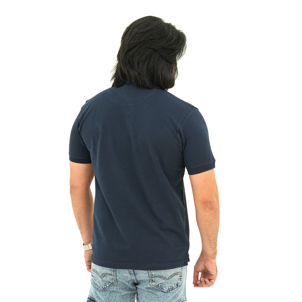 Men's Classic Elegant Navy Blue Polo from BSG, featuring a stylish back design for a timeless look