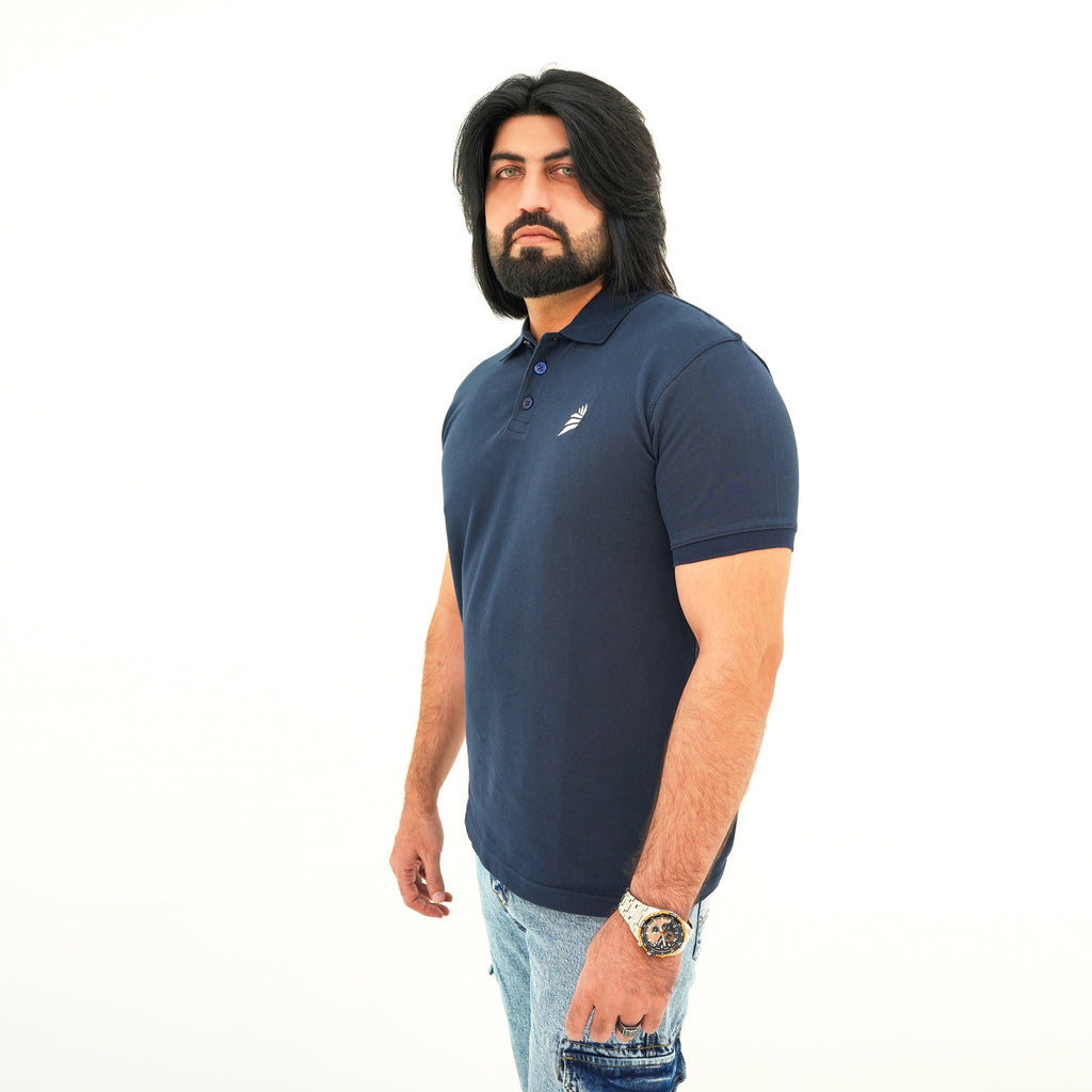 BSG Men's Classic Elegant Navy Blue Polo Shirt in a tailored fit for a stylish look