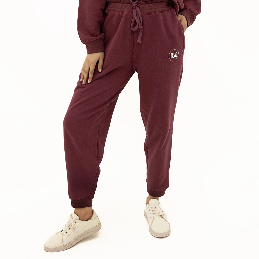 Cozy Soft Touch Maroon Sweatpants with an adjustable waistband for comfortable loungewear