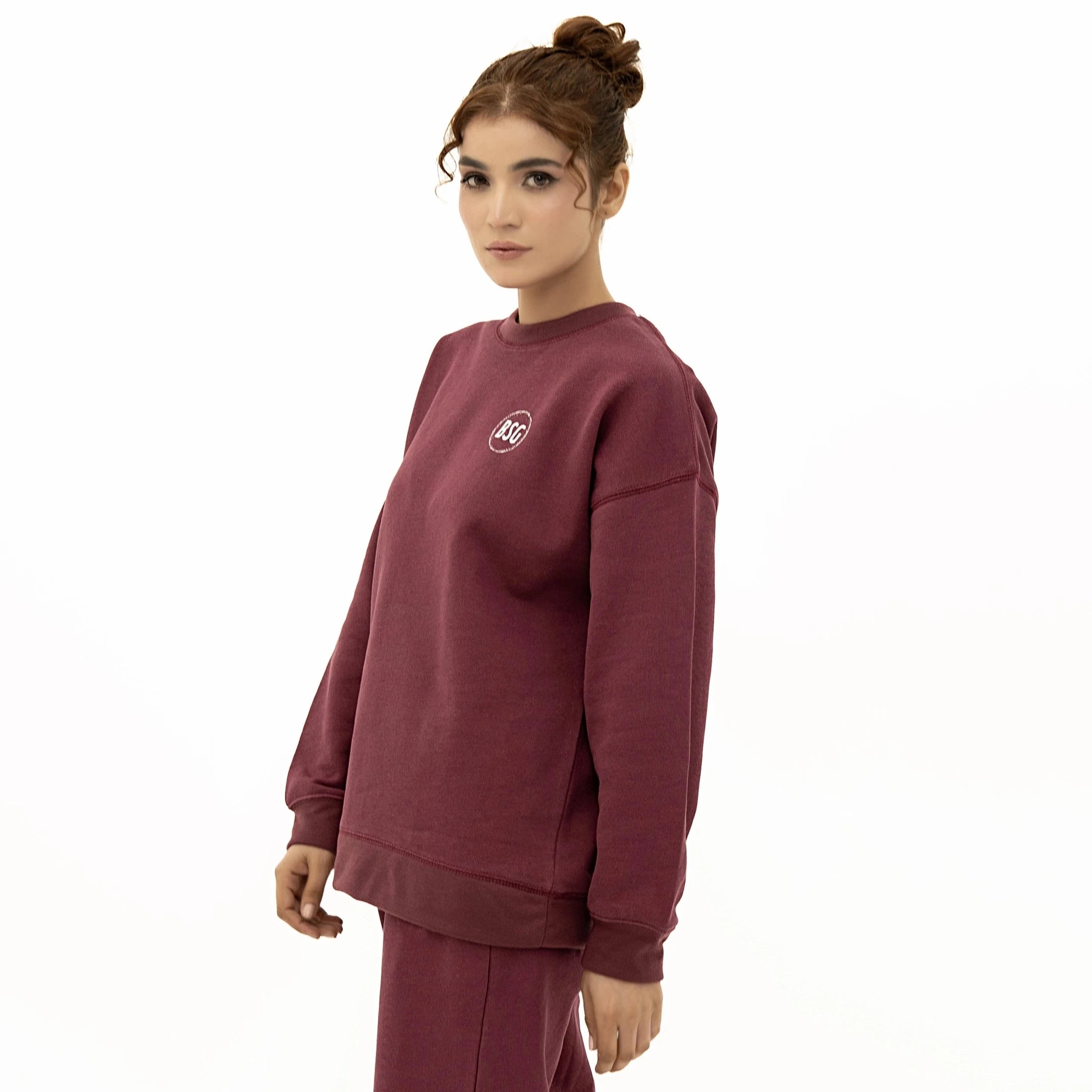 Cozy Soft Touch Maroon Sweatshirt for Women with a Comfortable Fit and Stylish Design