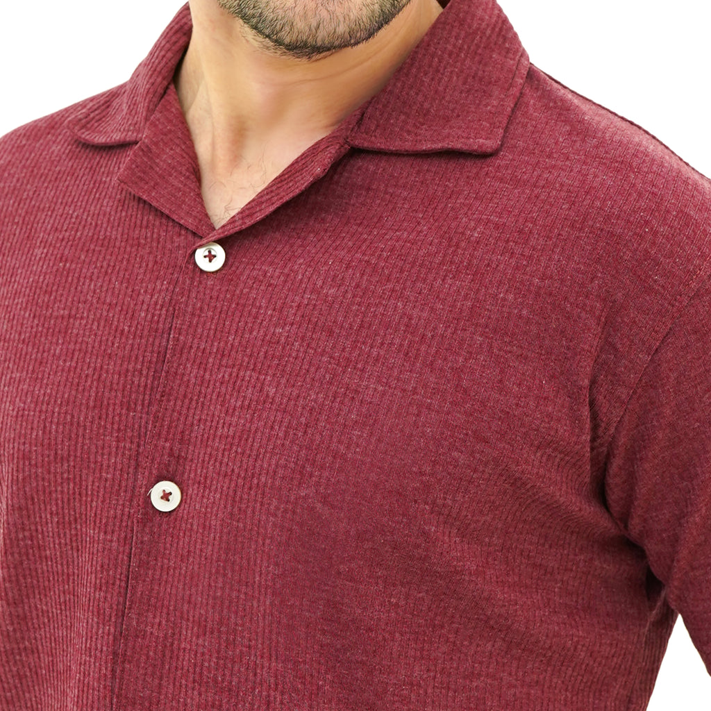 BSG Crimson Coast Cuban Shirt in rich crimson color, perfect for casual summer outings