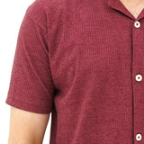 BSG men's casual Crimson Coast Cuban Shirt in textured crimson fabric with short sleeves and button front