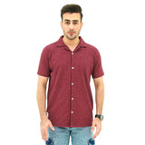 Men's BSG Crimson Coast Cuban Shirt in maroon with short sleeves and button-up front