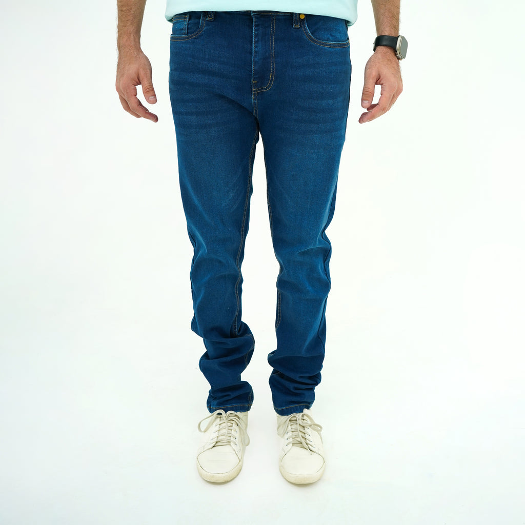 Men's Deep Indigo Slim-Fit Jeans by BSG with a modern silhouette for casual wear