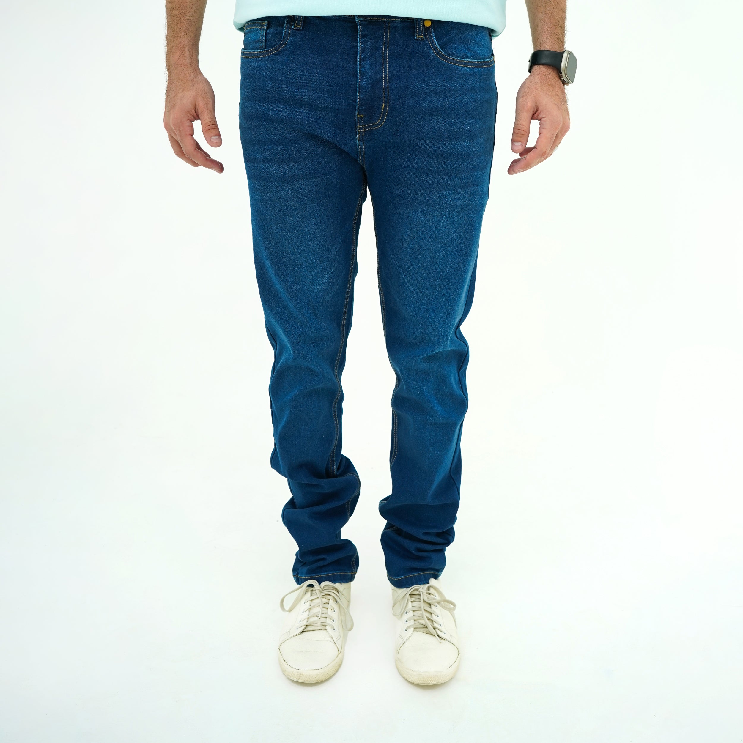 Men's Deep Indigo Slim-Fit Jeans by BSG with a modern silhouette for casual wear