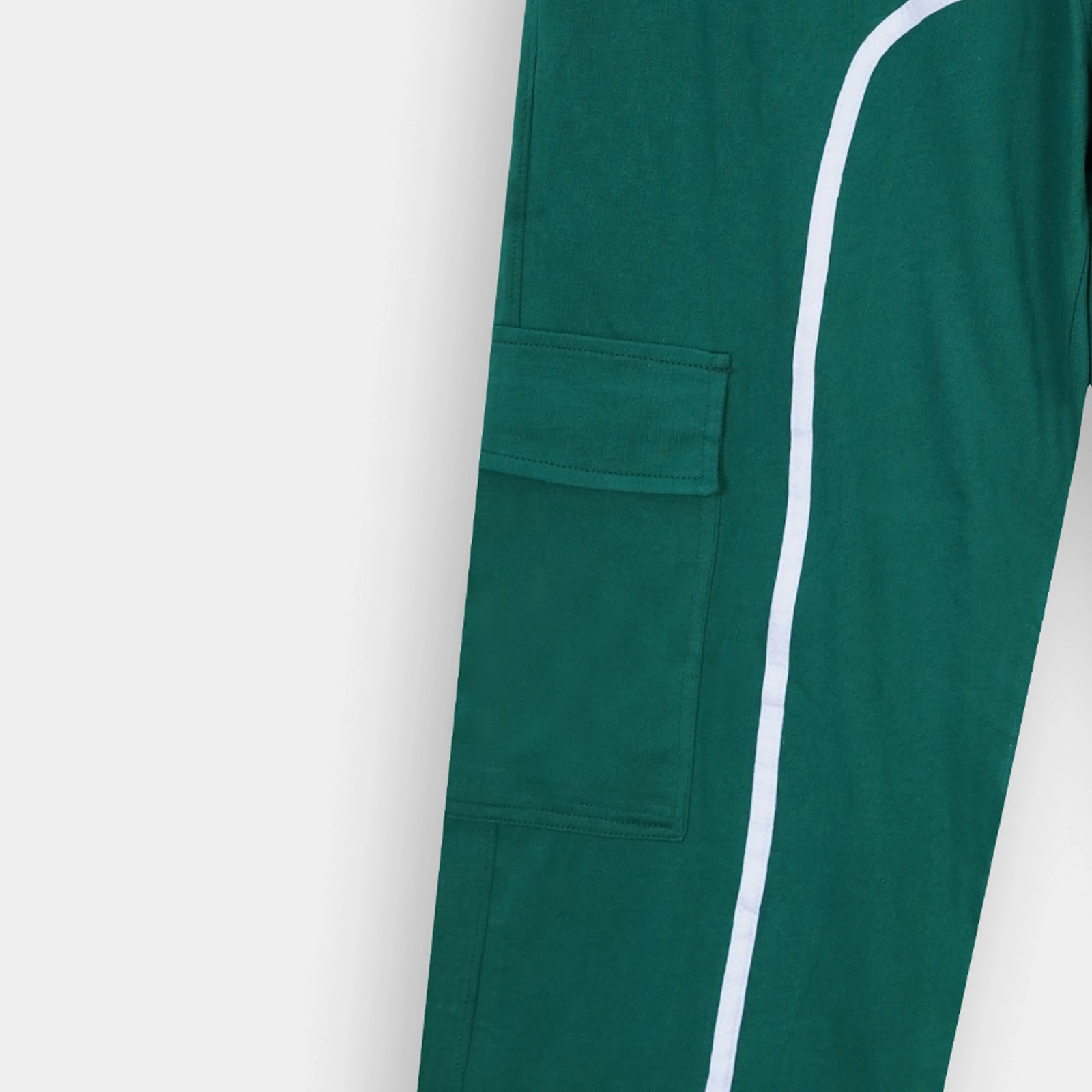 Emerald Green Utility Pocket Arch Striped Trouser with side pockets for stylish functionality by BSG