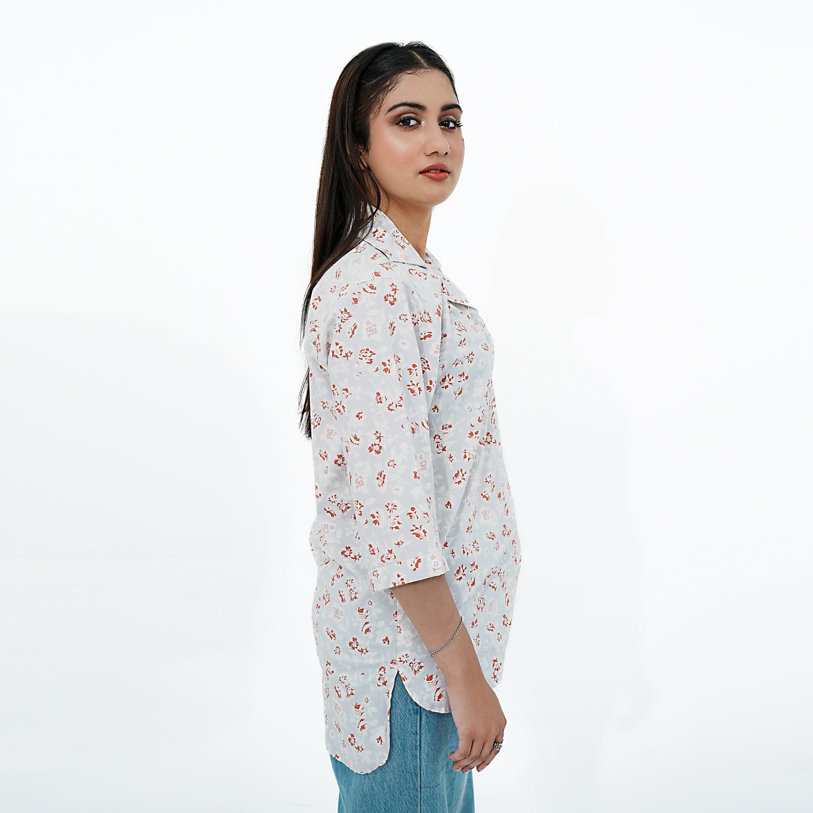 BSG Floral Print Relaxed Fit Collared Button-Up Shirt in light colors, perfect for casual outings