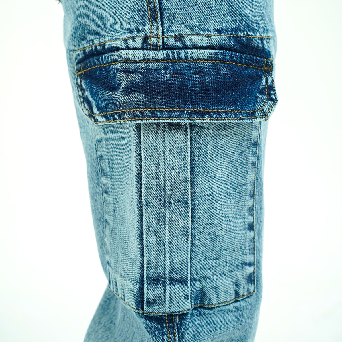BSG Fresh Vibe Ice Blue Jeans with cargo pocket detail for a trendy look