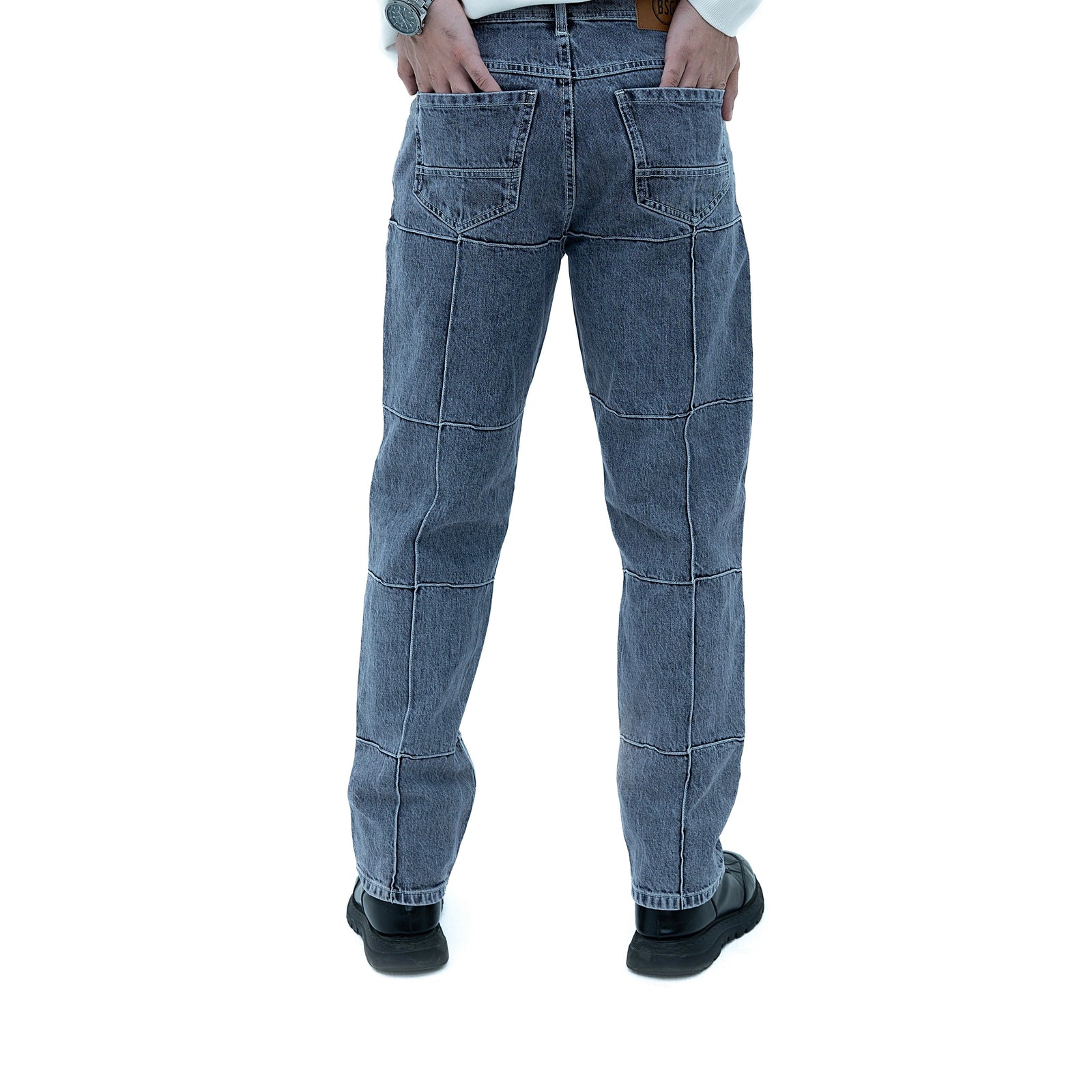 Men's Gridlock Shadow Paneled Straight Leg Jeans with a modern design and classic fit