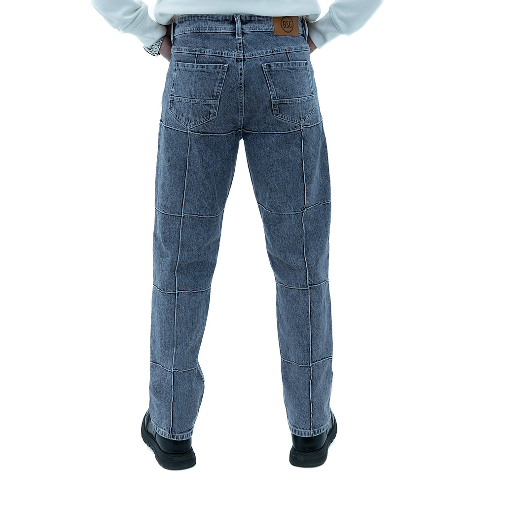 BSG Gridlock Shadow Paneled Straight Leg Jeans featuring a stylish back design for casual wear