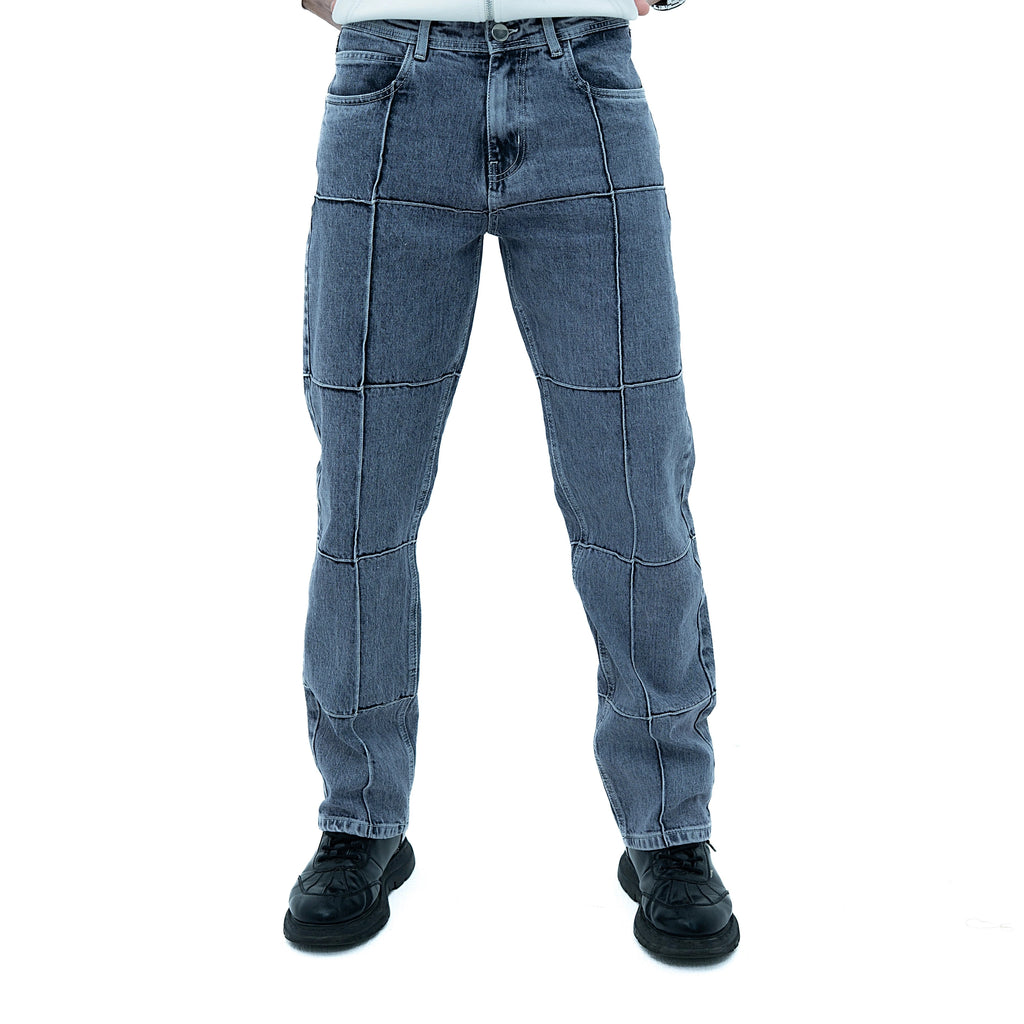 BSG Gridlock Shadow Paneled Straight Leg Jeans in a stylish gray color for a trendy look