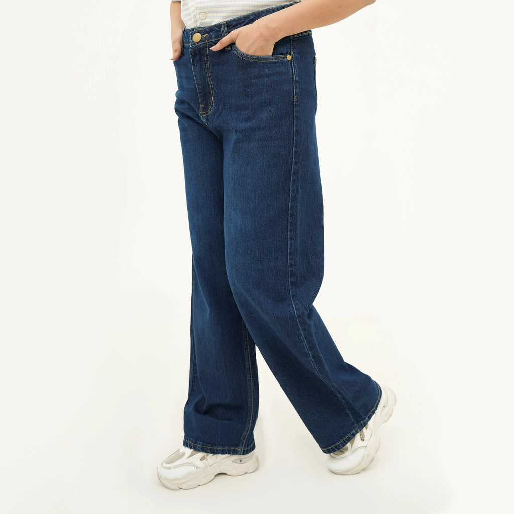 BSG Indigo Blue Wide Leg Jeans featuring a relaxed fit and classic styling for casual wear